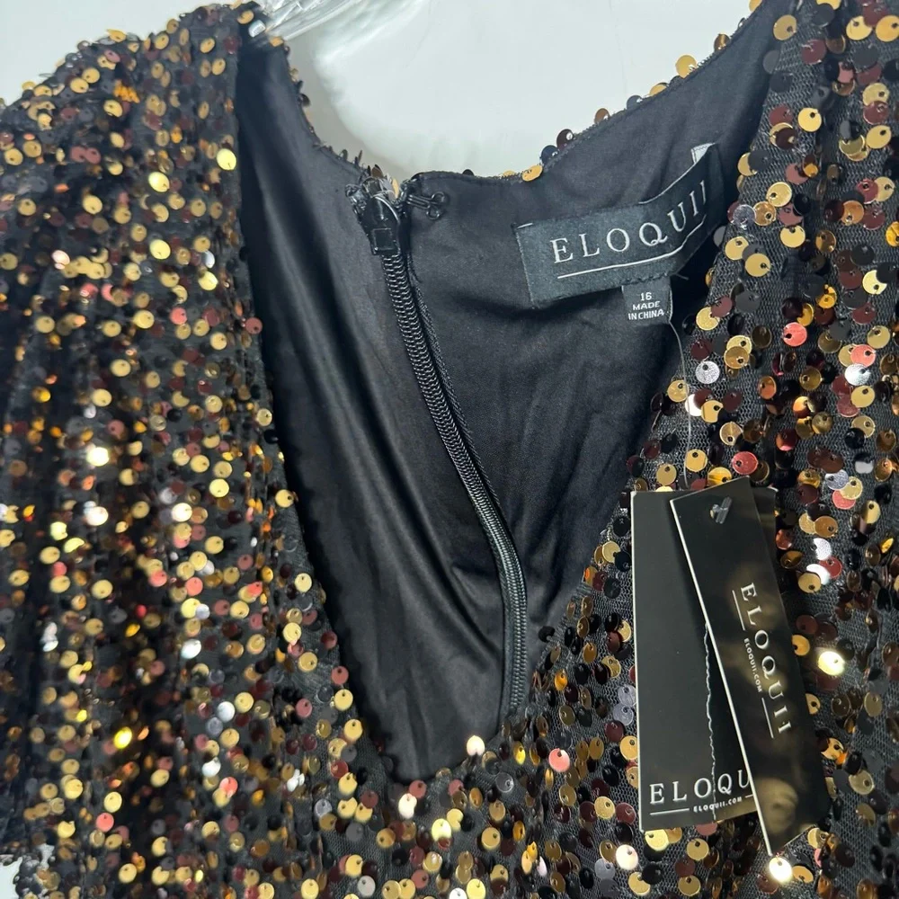 NWT Eloquii Sequin Puff Sleeve Dress 16 - Picture 10 of 15